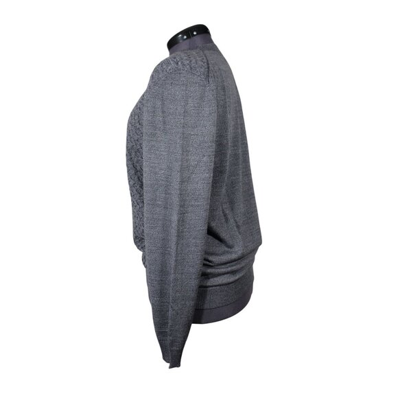 Joseph Abboud men's gray merino wool blend textured v-neck pullover sweater L‎ - Picture 2 of 11